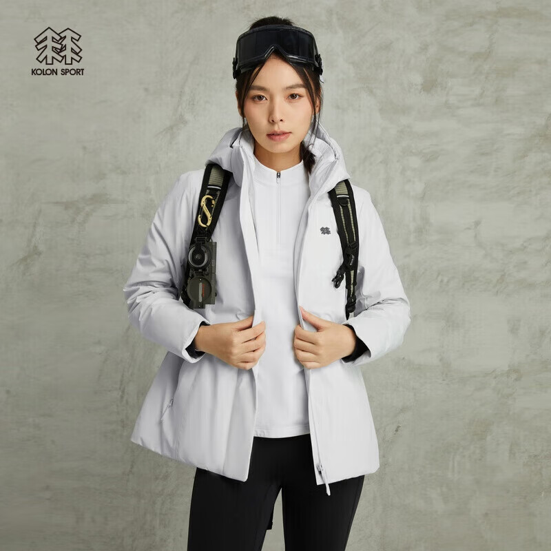 KOLON SPORT 可隆女户外鹅绒羽绒服防泼水轻量防风羽绒夹克 米白CR 155/XS 2340元