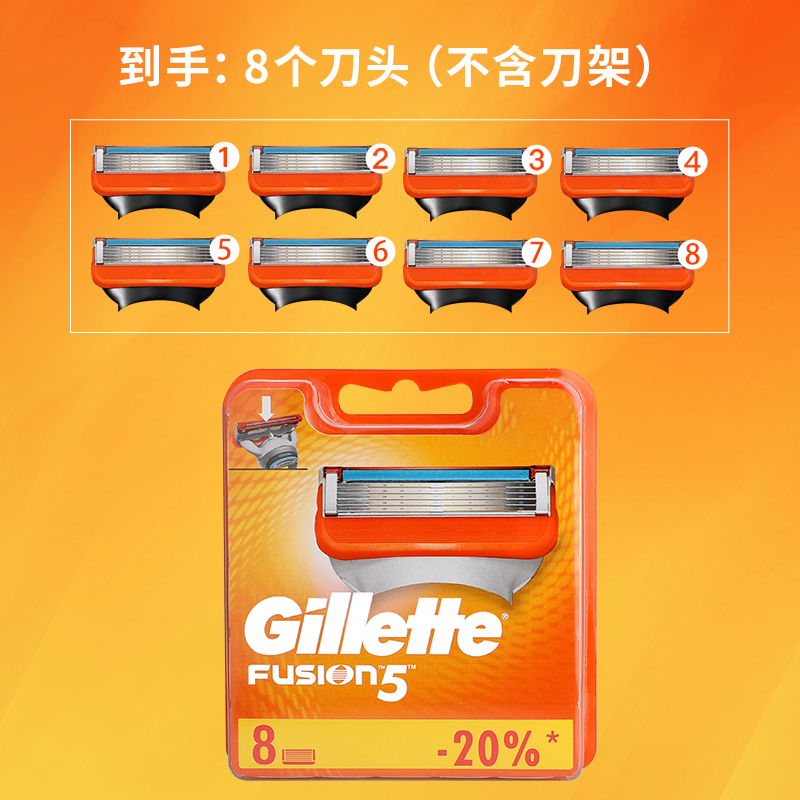 吉列 鋒隱手動剃須刀 5層刀片 8只裝 109元