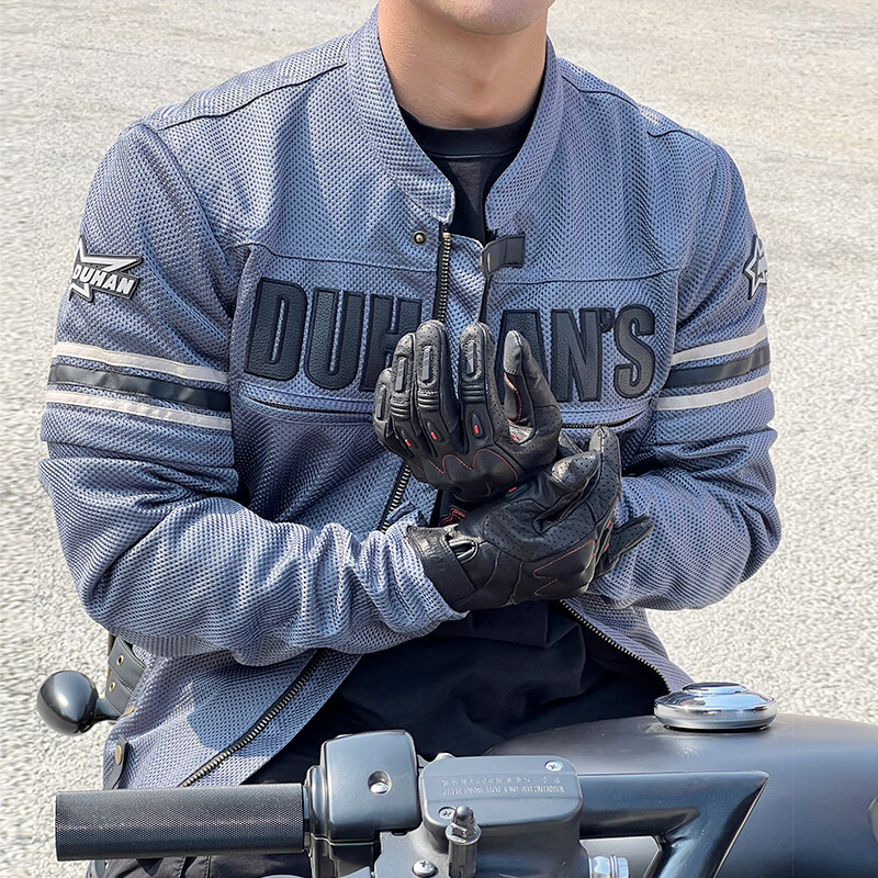 DUNHAM 杜汉 103摩托车骑行服四季网眼通风机车赛车服防摔摩托衣骑士服灰蓝2X
