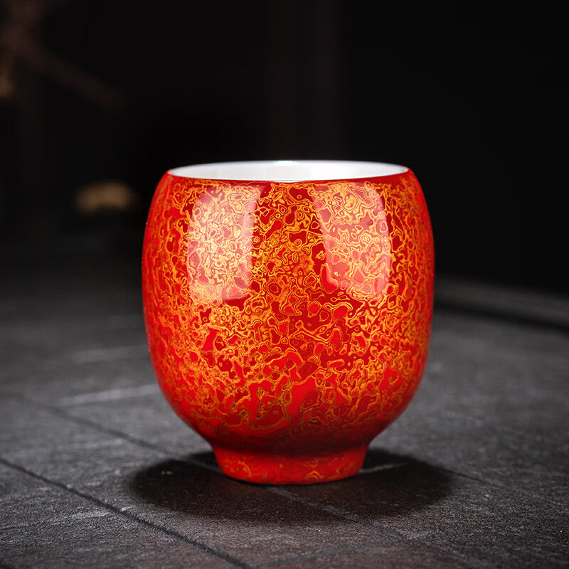 景盏 大漆白瓷杯福州手工大漆陶瓷主人杯 240.3元