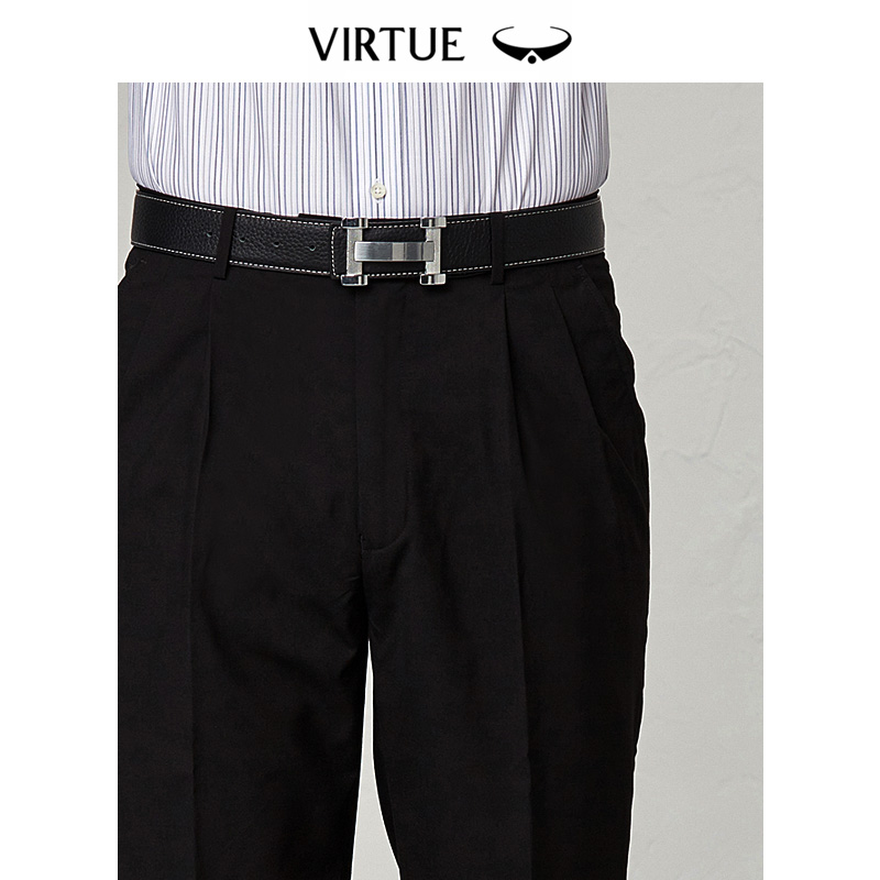 Virtue 富绅 无褶夏季薄款黑色西裤男士宽松商务正装上班工作裤子 47元（需
