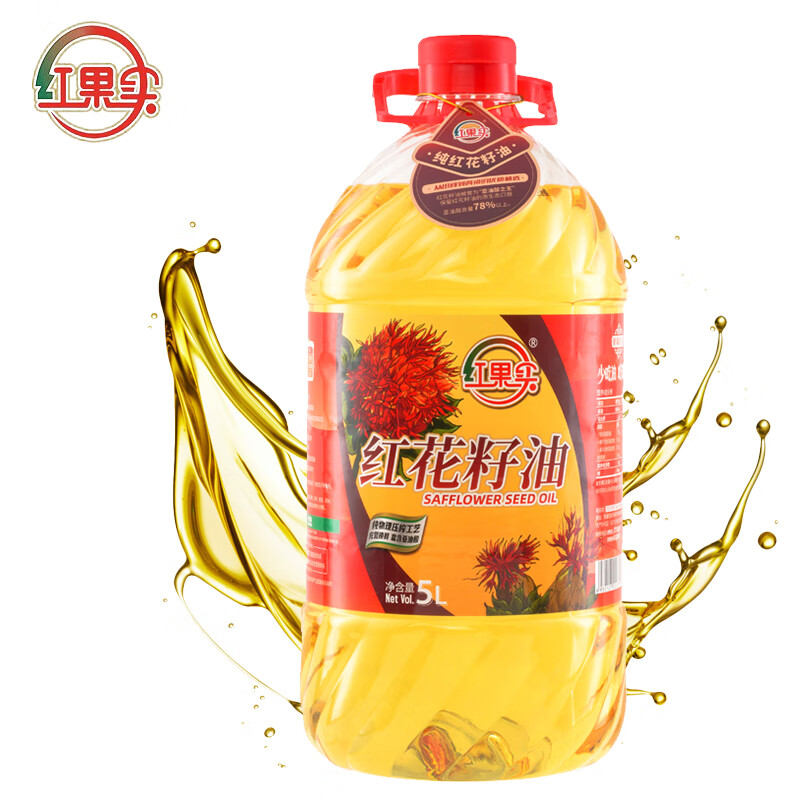 红果实 新疆红花籽油5L桶装 绿色认证 一级压榨食用油 适合中式高温烹饪 194.2元（需用券）