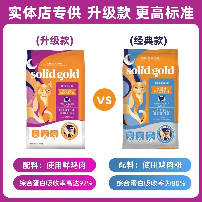 百亿补贴：素力高 SolidGold金素猫粮鲜肉鸡成猫素力高进口高蛋白猫主粮12磅/