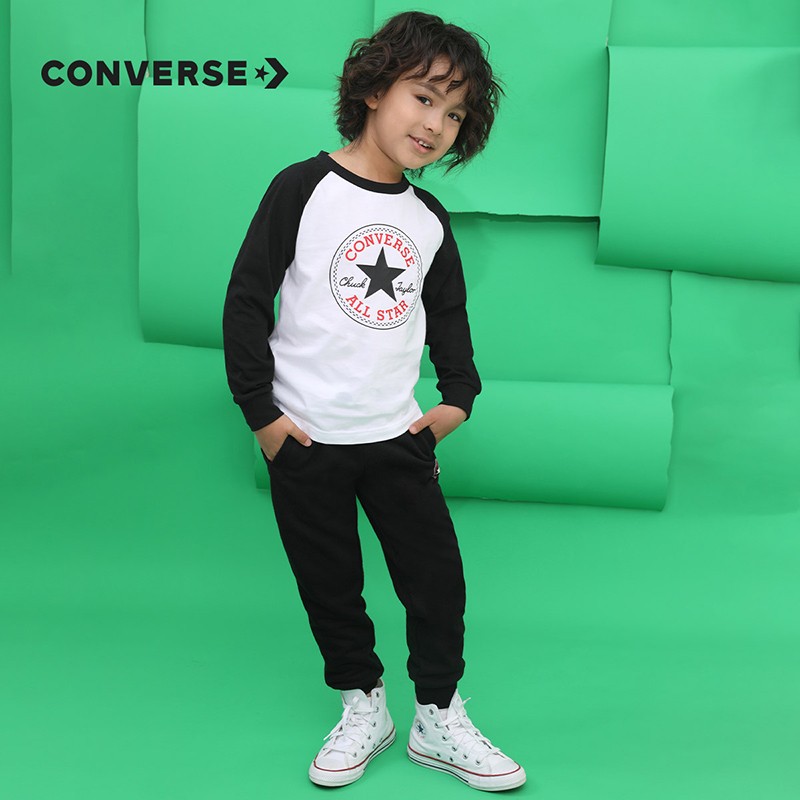 需凑单、PLUS会员：Converse 匡威 儿童春秋季新款长袖t恤裤子2件套 72.64元包邮