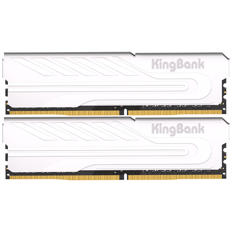 plus会员：KINGBANK 金百达 银爵系列 DDR4 3600MHz 台式机内存 马甲条 白色 16GB 8GB