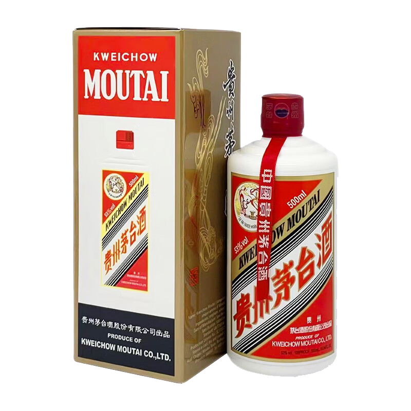 茅台（MOUTAI）贵州飞天茅台 酱香白酒53度500ml/瓶 海外版 年份随机发货 2068.11