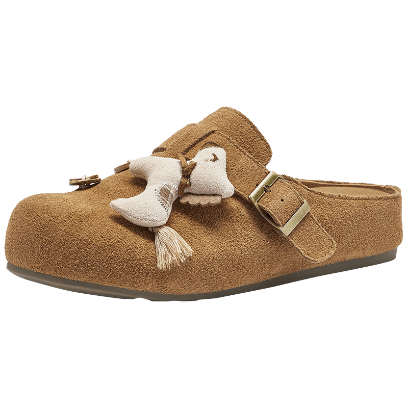 热风 厚底勃肯鞋女款2026年春季百搭包头拖复古一脚蹬半拖女鞋 02棕色 35 189