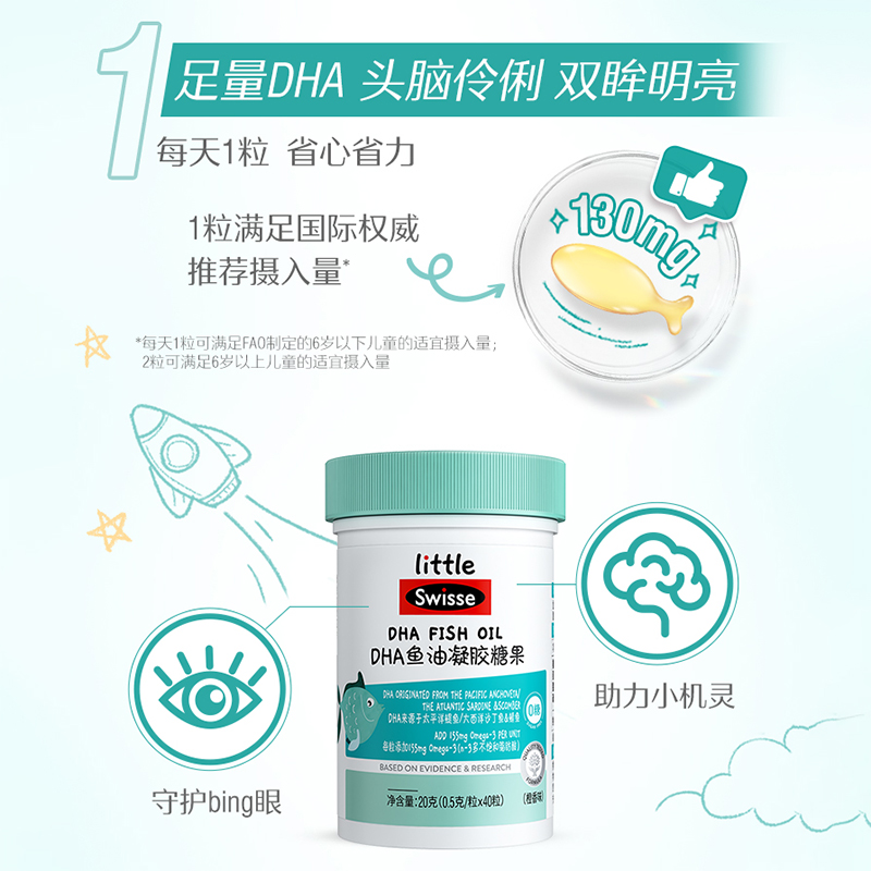 Swisse 斯维诗 儿童DHA鱼油软胶囊 40粒 59元（需买2件，需用券）