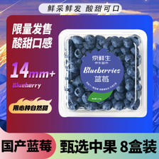 Mr.Seafood 京鲜生 国产蓝莓 8盒 约125g/盒 14mm+ 新鲜水果 源头直发 包邮 ￥68.5