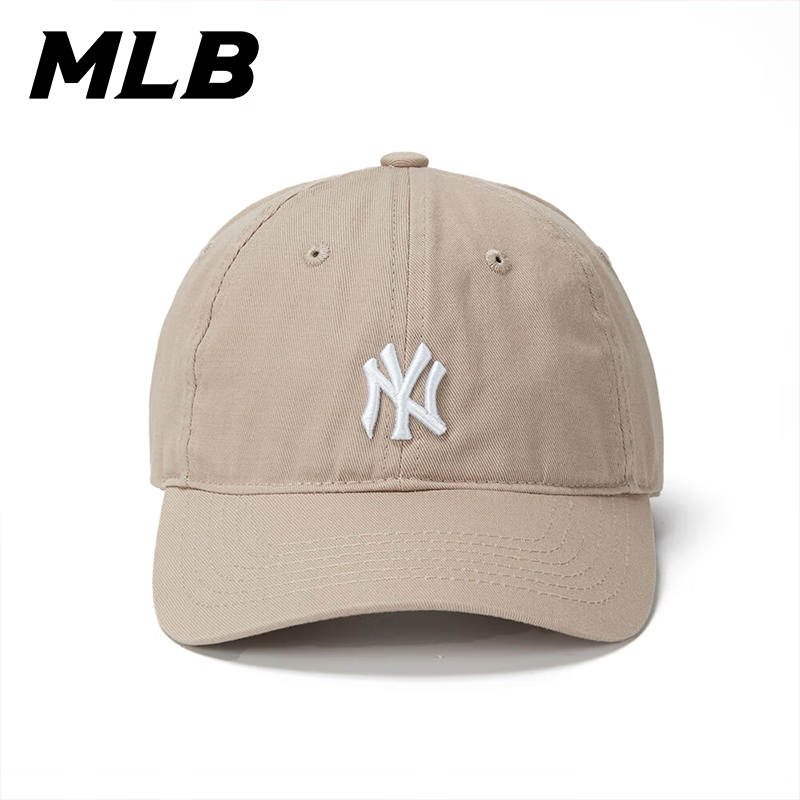 MLB 官方帽子女 复古小标棒球帽 休闲情侣遮阳鸭舌帽卡其白字NY/32CP7701150B F-帽围可调节（51-65） 163.9元