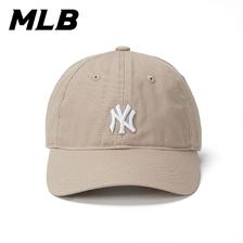 MLB 官方帽子女 复古小标棒球帽 休闲情侣遮阳鸭舌帽卡其白字NY/32CP7701150B F-