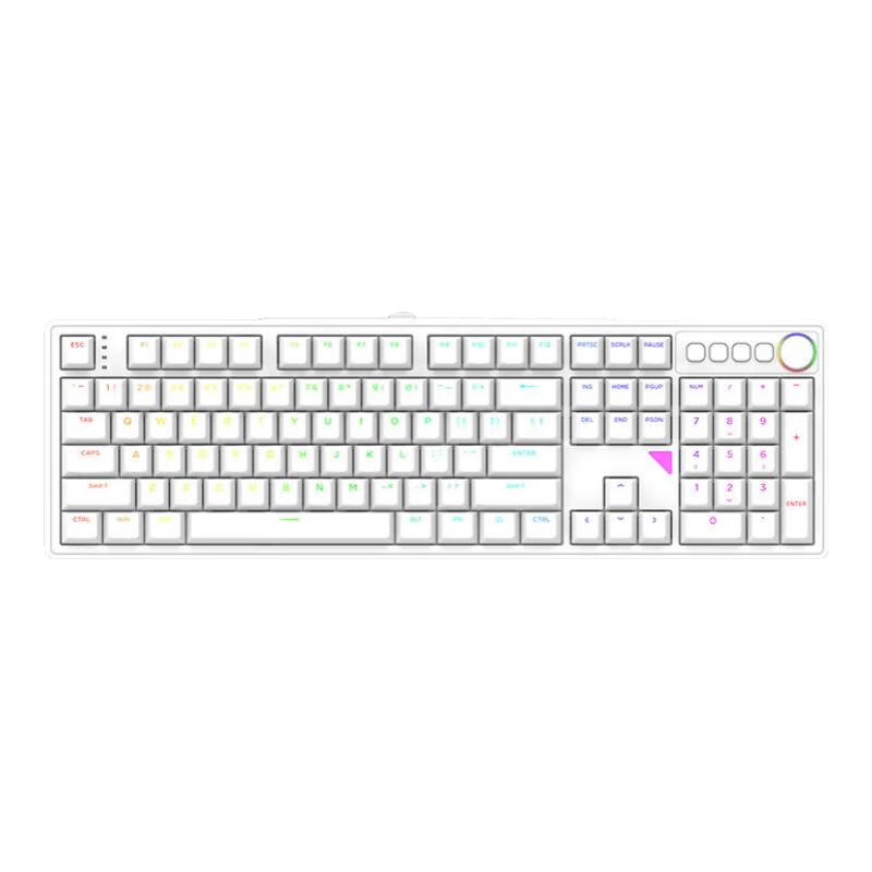 HELLO GANSS 客制化静音 机械键盘 晶粉轴 白色 RGB 229元
