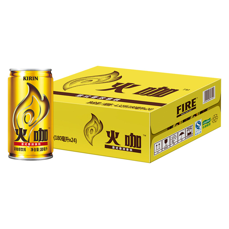 KIRIN 麒麟 怡宝 火咖 意式香浓咖啡饮料 180ml*24罐 33.22元（需买2件，需用券）