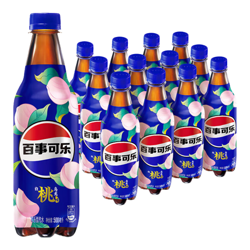 PLUS会员、概率券：百事可乐 Pepsi 太汽系列 白桃乌龙味 整箱 500ml*12瓶*2件 43.