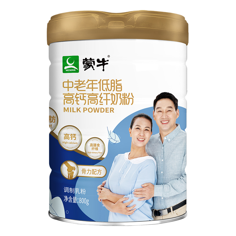 MENGNIU 蒙牛 中老年低脂高钙高纤奶粉 800g 33.16元（需买2件，需用券）