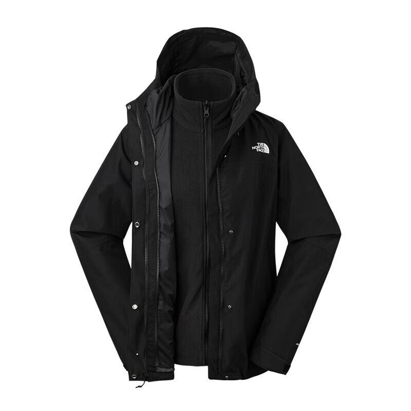 THE NORTH FACE 北面 冲锋衣女户外保暖抓绒内胆三合一冲锋外套89Y3 黑色/JK3 949