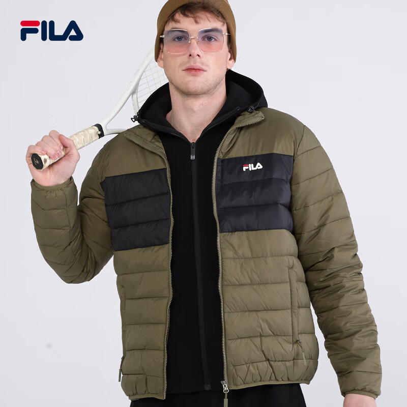 FILA 斐乐 棉服男士休闲外套立领开衫夹克上衣欧版 橄榄绿/深藏青色 XL 282.5