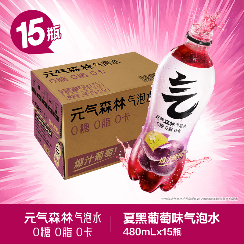 元气森林 Genki Forest 元气森林 苏打气泡水夏黑葡萄味480ml*15瓶 54元