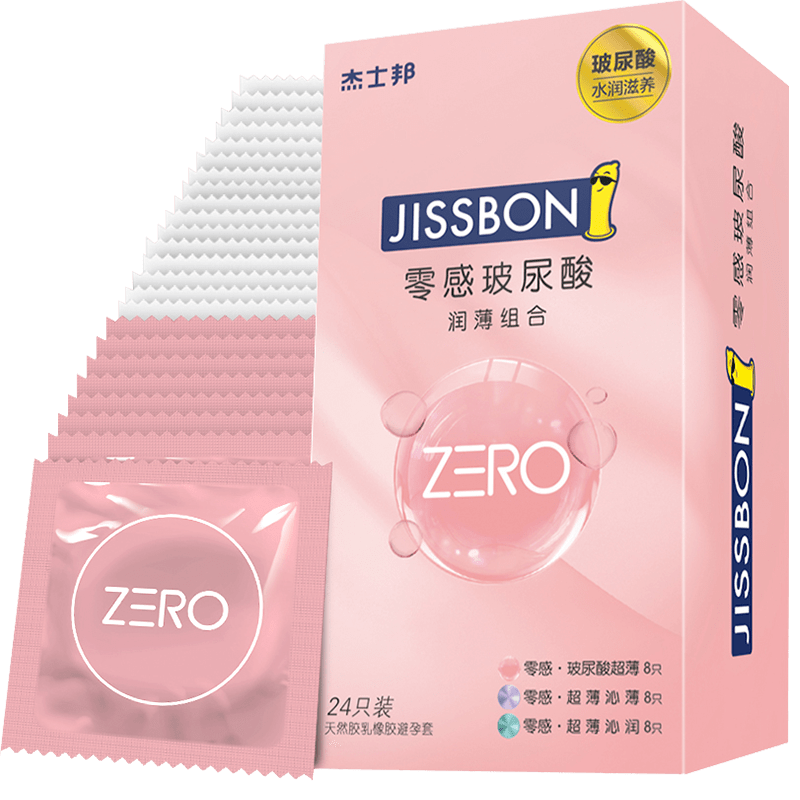 杰士邦 避孕套 安全套 玻尿酸避孕套超薄组合24只+ZERO零感超薄沁薄6只 36.9元