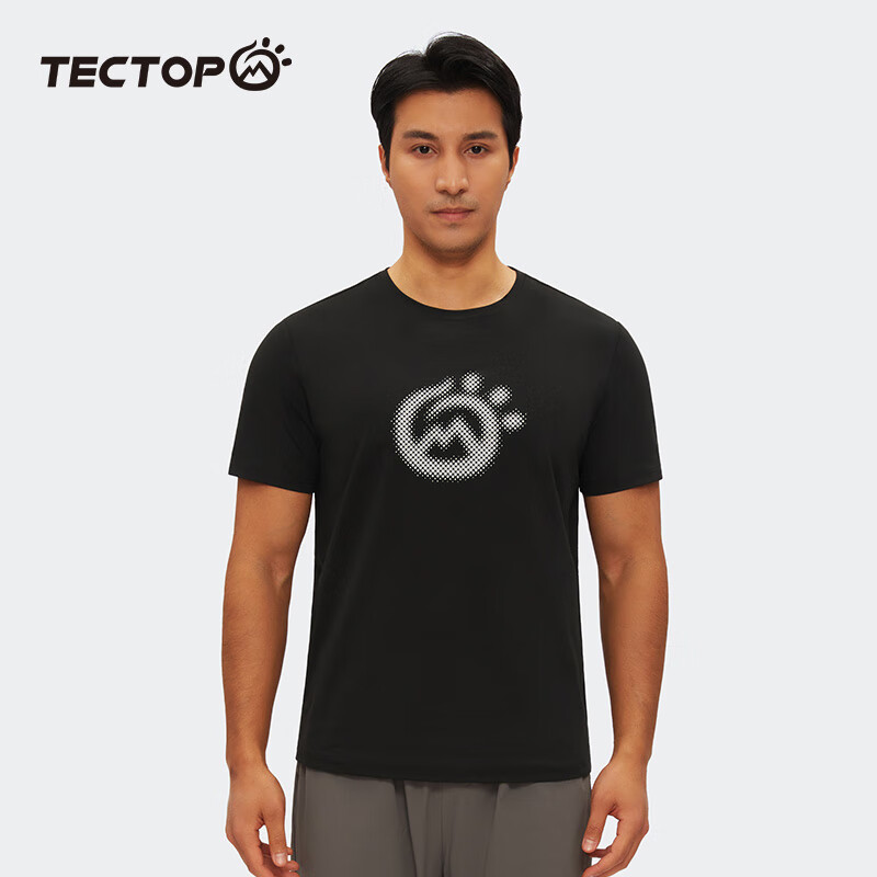TECTOP 探拓 速干t恤男短袖夏季透气训练上衣跑步健身运动速干衣 经典黑 XL 48
