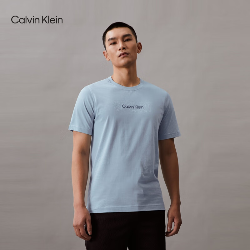 Calvin Klein 卡尔文·克莱恩 运动24春夏男士字母印花纯棉跑步短袖T恤4MS4K169 450