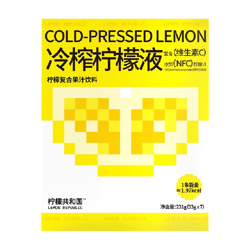 Lemon Republic 柠檬共和国 冷榨柠檬液柠檬汁33g*7条低卡复合果汁饮料 ￥18.9