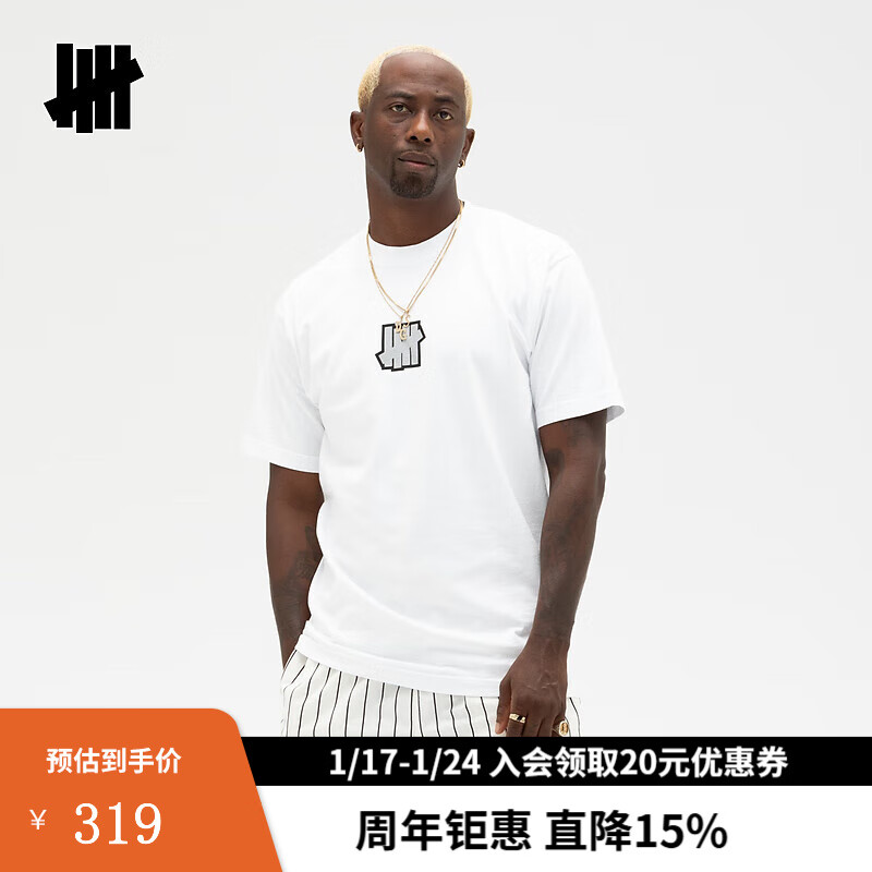 UNDEFEATED 五条杠秋季时尚美式街头筒织LOGO短袖T恤 花灰 S 339.15元（需用券）