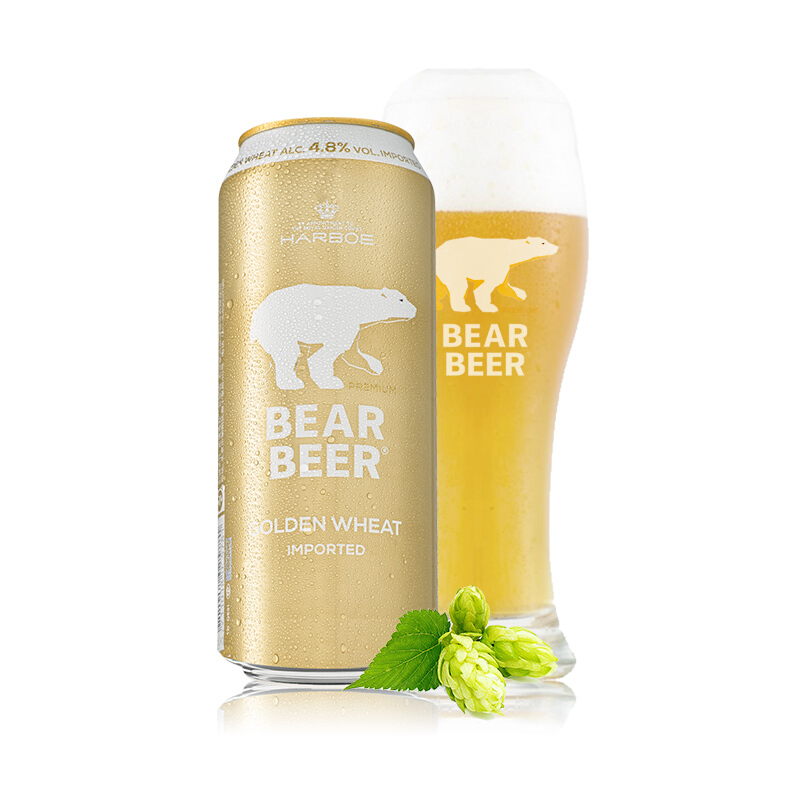 BearBeer 豪铂熊 金小麦白啤酒500ml*24听整箱装 德国进口（日期格式：日-月-年） 94.9元