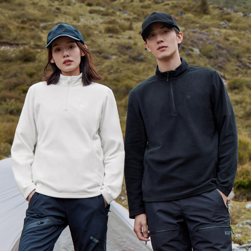 Pioneer Camp 抓绒衣男女款秋季薄款摇粒绒上衣立领拉链半开襟保暖打底衫 116