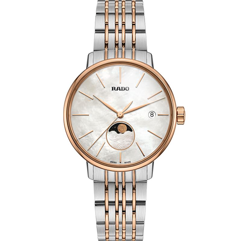 RADO 雷达 瑞士雷达表晶璨经典系列白月光腕表精钢手表女石英表月相女表 106