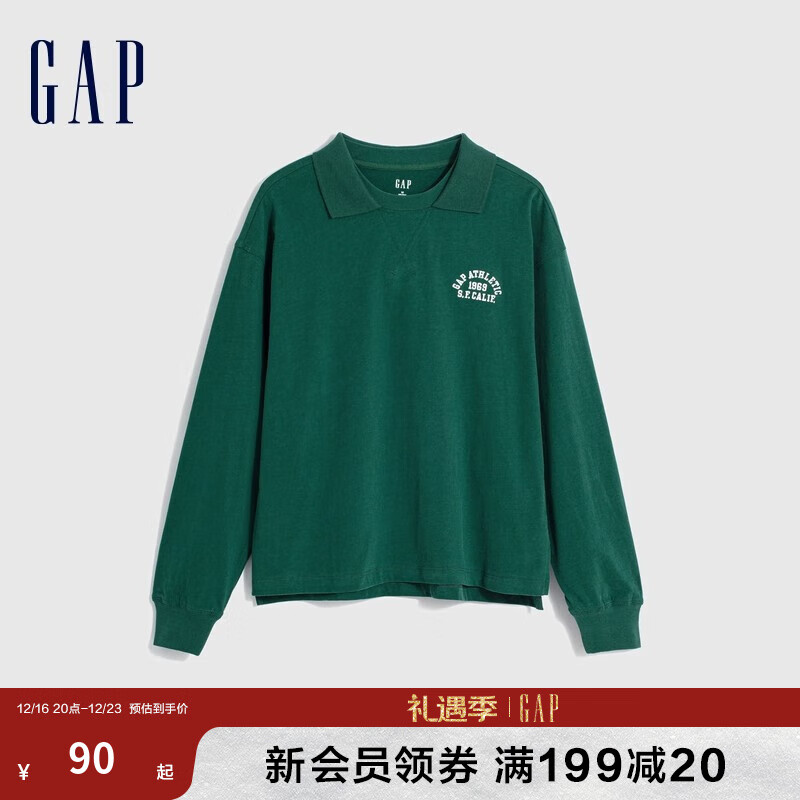 Gap 盖璞 女装冬季款LOGO纯棉时尚长袖T恤 836230 90元