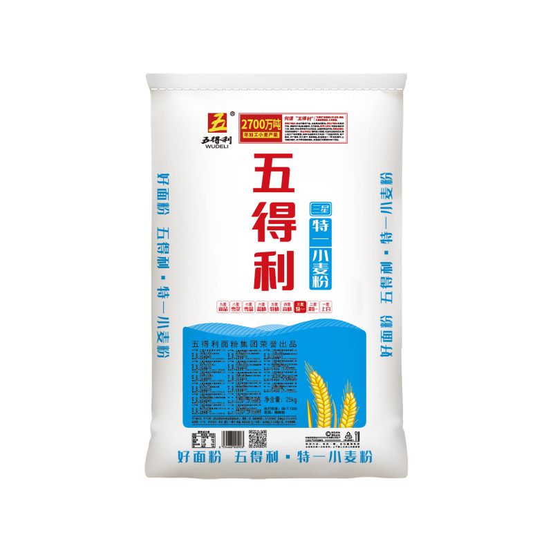 百亿补贴：五得利 三星特一小麦粉25kg家用商用饺子通用面粉包子50斤馒头面