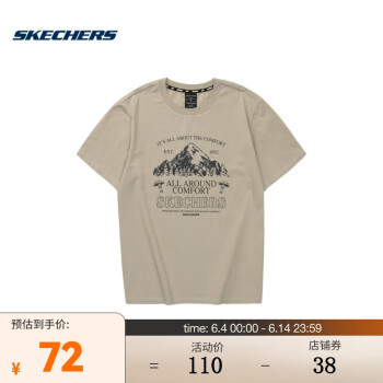 SKECHERS 斯凯奇 中性针织短袖T恤衫 L223U052-00V8 S ￥70.95