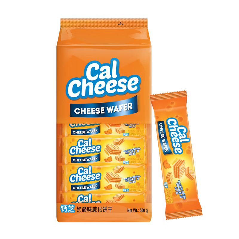 CalCheese 钙芝 奶酪味威化饼干 500g （两个版本随机发货） 22.43元