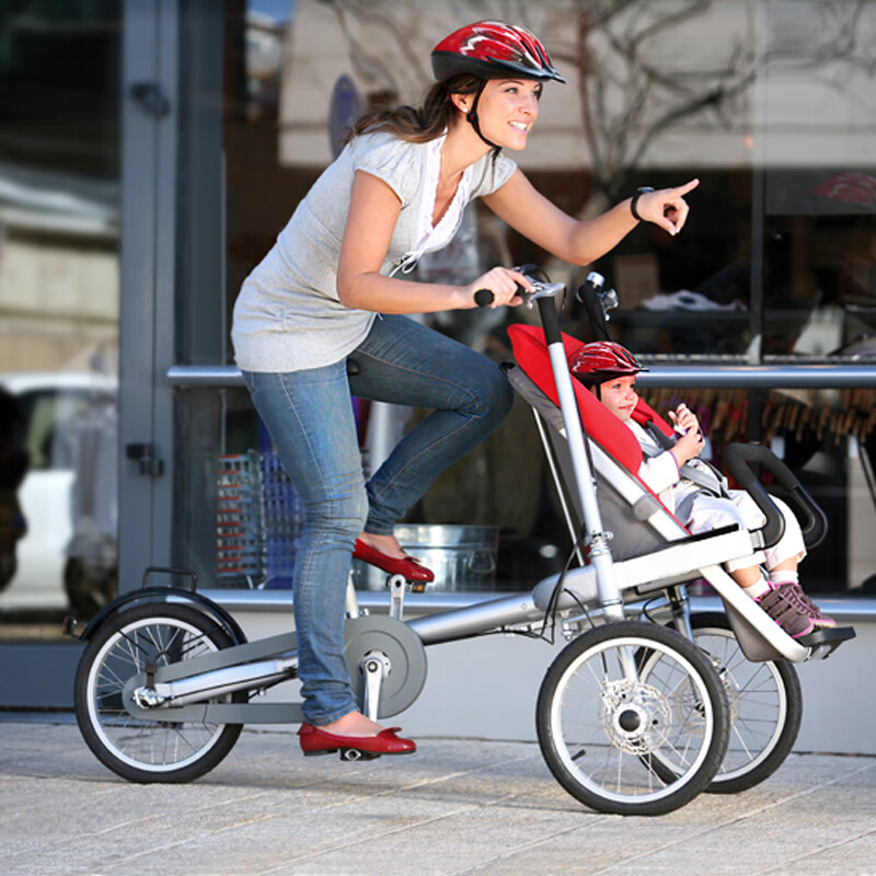 BABY STROLLER 雷亚母婴亲子家用自行车儿童三轮带娃车骑行代步接送宝宝折叠车 5系/红色/升级变速/非变形 2640元