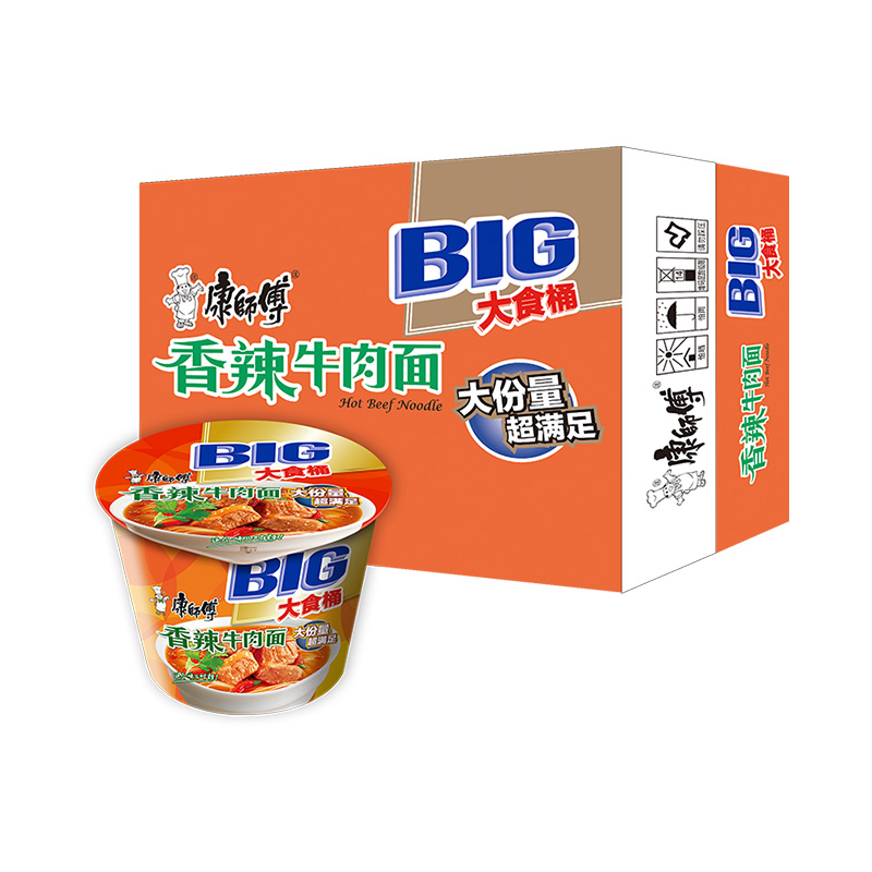 88VIP：康师傅 方便面大食桶香辣牛肉面112g*12桶 60.7元