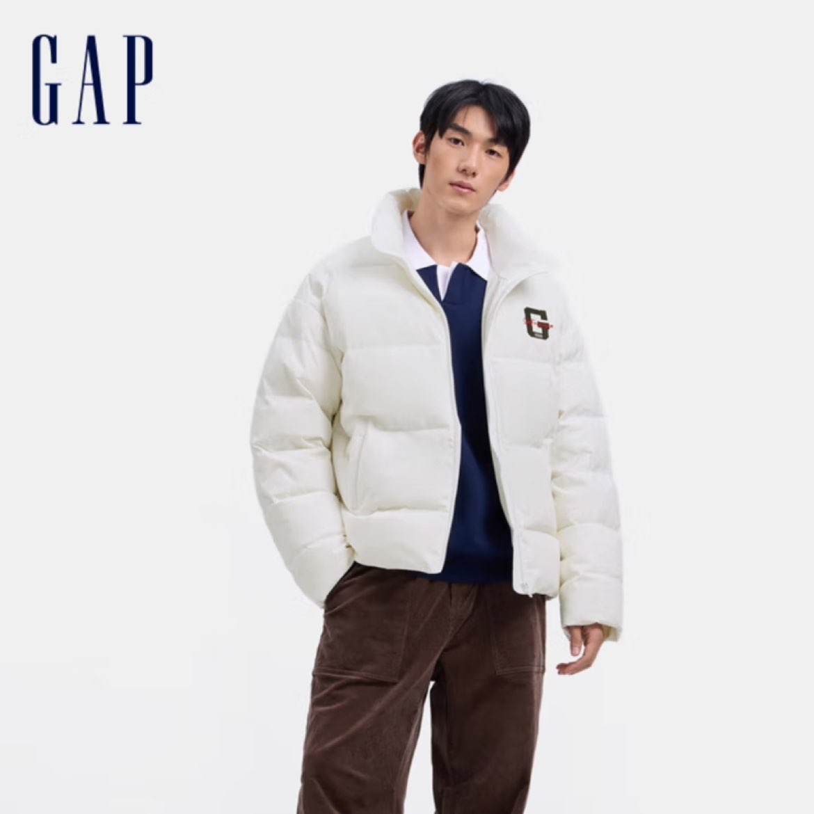 Gap 秋冬新款防风防泼水刺绣logo立领羽绒服 269元（需加入会员价）