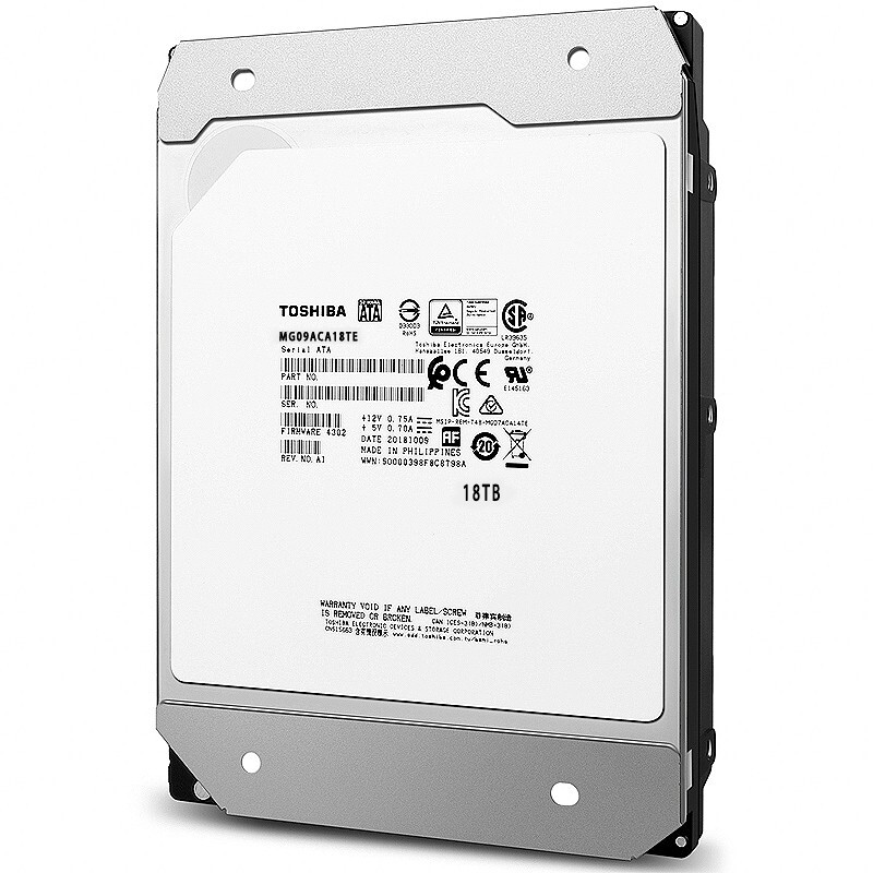 TOSHIBA 东芝 MG08系列 3.5英寸 企业级硬盘 18TB（7200rpm、512MB）MG09ACA18TE 2064元包