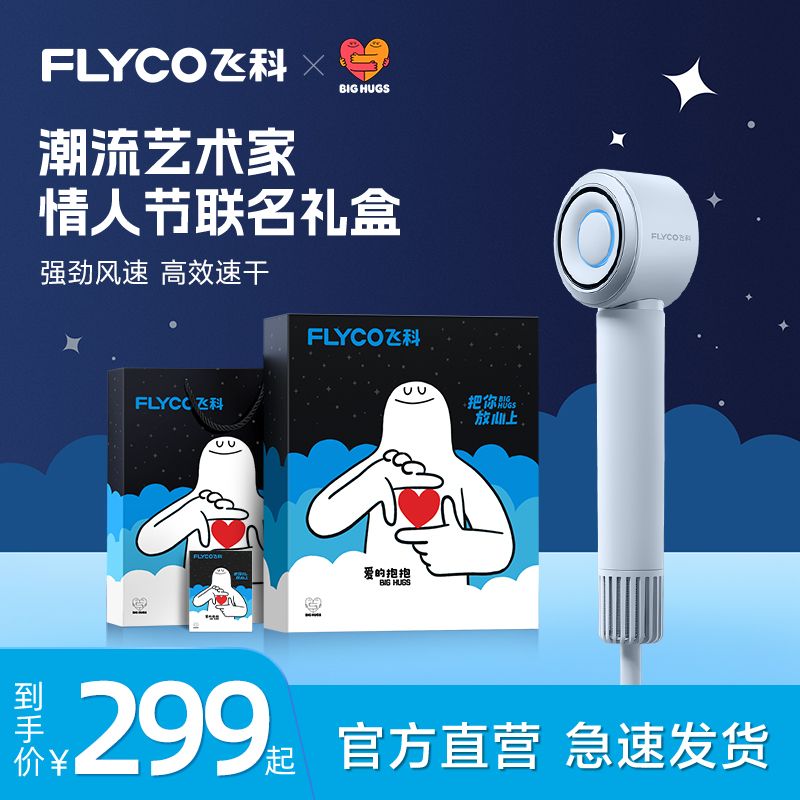 FLYCO 飞科 高速吹风机家用11万转速干不伤发2亿+级负离子护发低噪电吹风 199