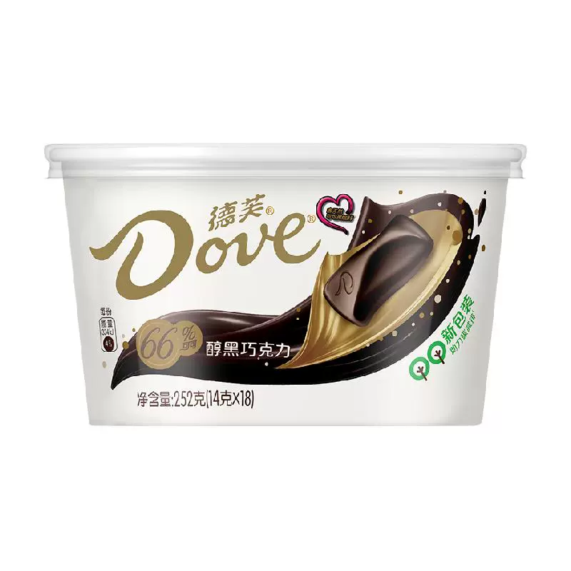 Dove 德芙 醇黑66%纯可可脂黑巧克力252g*1碗 ￥29.2