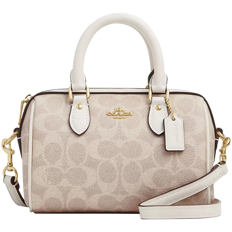 COACH 女包Rowan 18经典老花拉链开合女款波士顿包圆筒包单肩斜挎包 CW329IMXDM 14