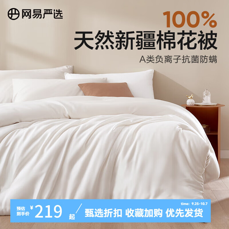 YANXUAN 网易严选 100%新疆高品质棉花被 A类 5.2斤秋冬2.2*2.4m 115.5元（需用券）