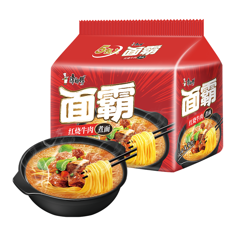 康师傅 方便面 面霸煮面红烧牛肉五连包120g*5 6.93元