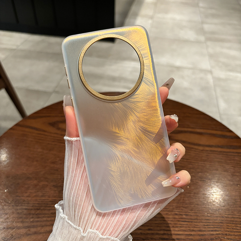 渐变羽毛镭射适用华为mate60pro手机壳磨砂mt70全包透明mt高级感pura70pro+网红女