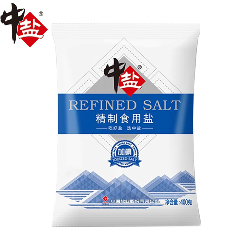 中盐 精制食用盐400g加碘食盐家用炒菜调味品 0.59元（需用券）