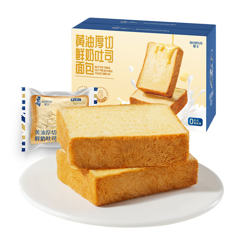 移动端：豪士 黄油厚切鲜奶吐司面包早餐速食营养零食代餐食品整箱 21.9元