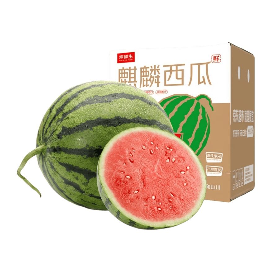 京鲜生 无籽麒麟西瓜 净重5-7斤 1粒 14.9元（需用券）