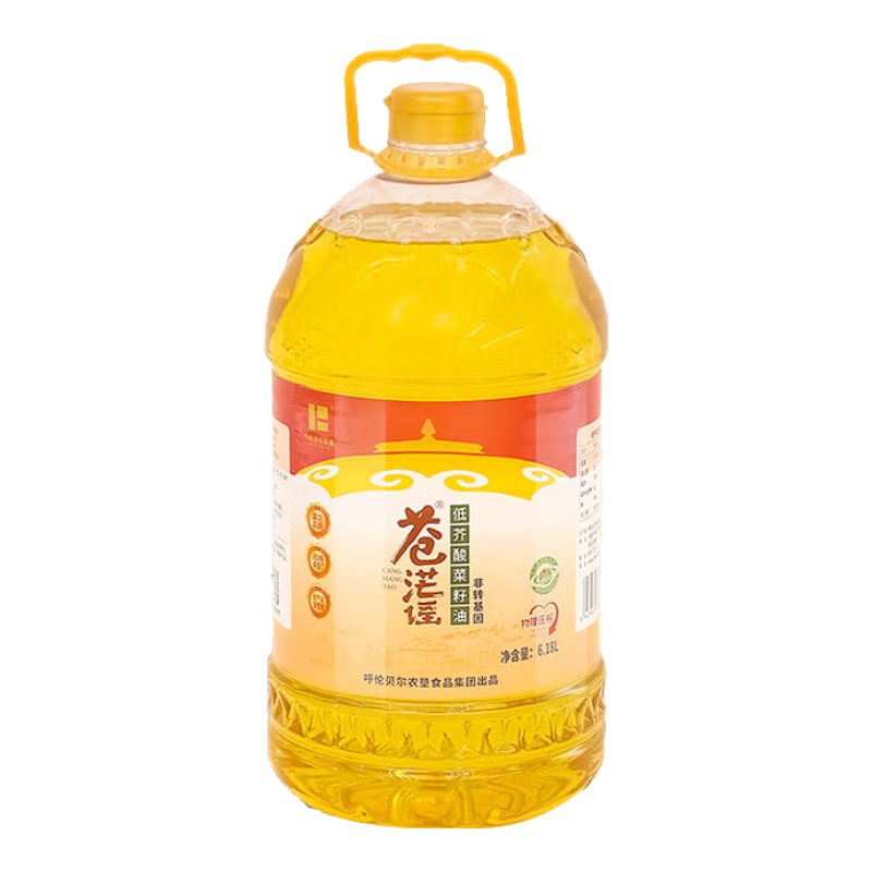 概率券、plus会员：苍茫谣 低芥酸菜籽油6.18L *2件 非转基因物理压榨一级 91.5