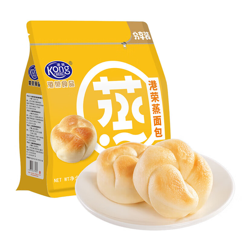 港荣蒸面包 奶黄味336g*1袋 13.9元（需领券）