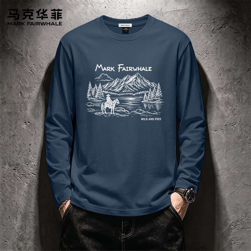 马克华菲 男士100﹪纯棉长袖T恤衫 *2件 42.3元/件（共84.6元）